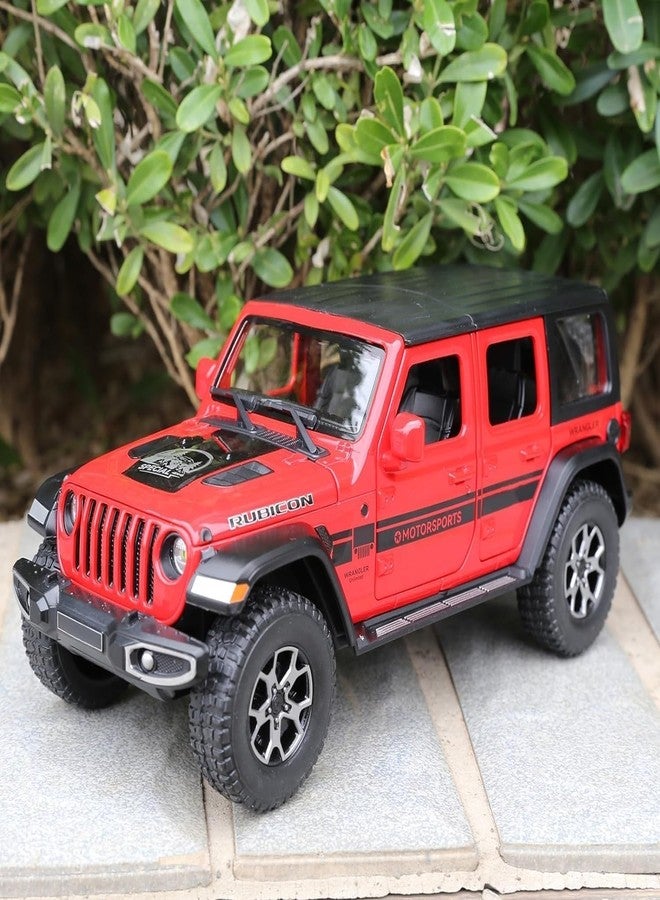 KING FORU Scale Exclusive Alloy Metal Pull Back Die-cast Car Model with Sound Light Mini Auto Toy for Kids Metal Model Toy Car with Sound and Light (1.22 Scale Rubicon CAR-RED) - Image 4